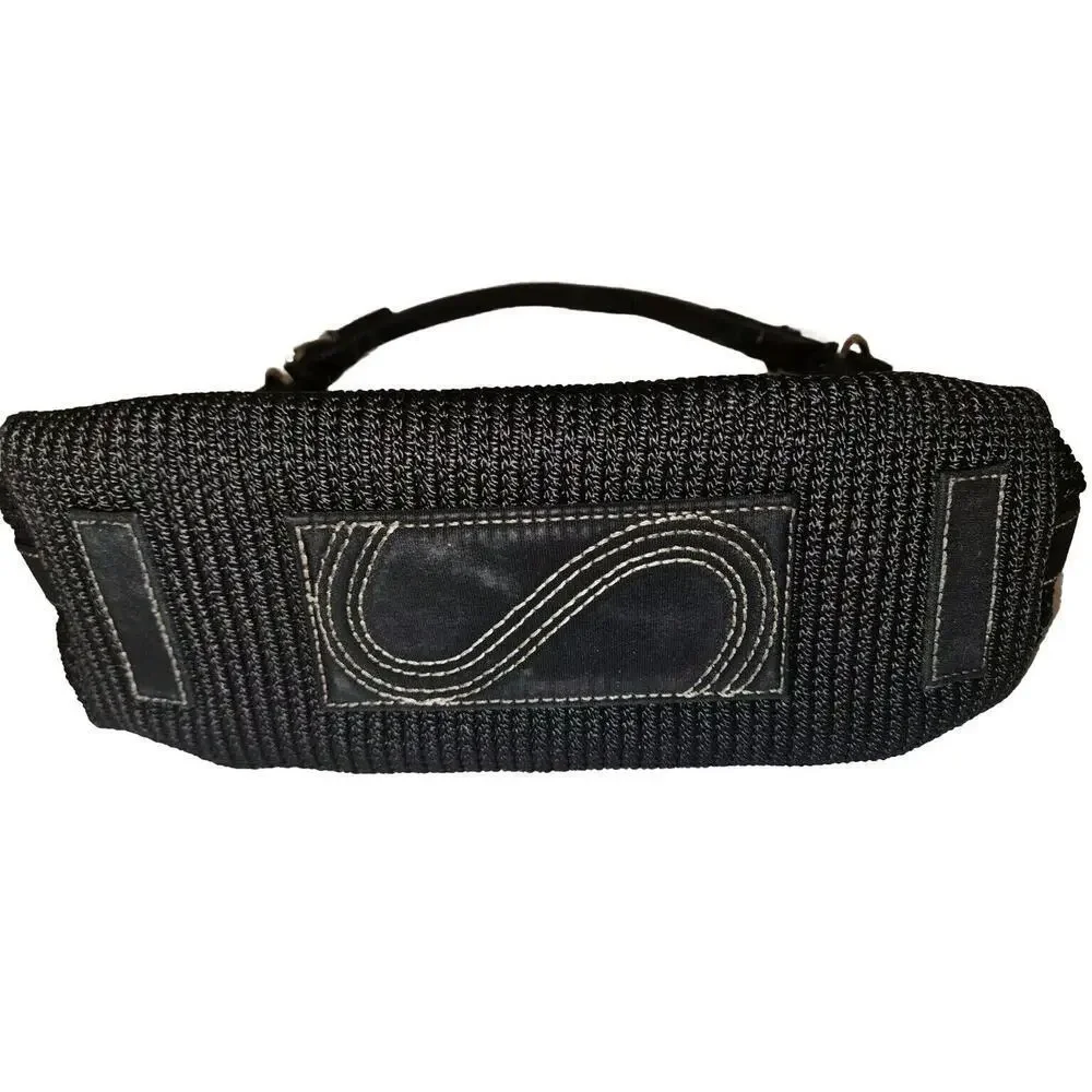 The SAK Black Crochet Purse Bag Zip Closure Interior Pockets
